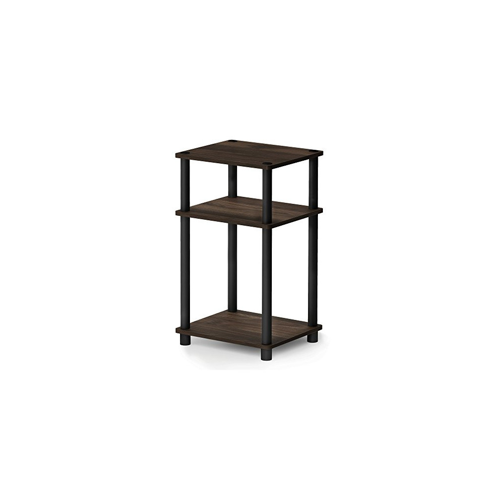 FURINNO Just 3-Tier End Table, 1-Pack, Columbia Walnut/Black