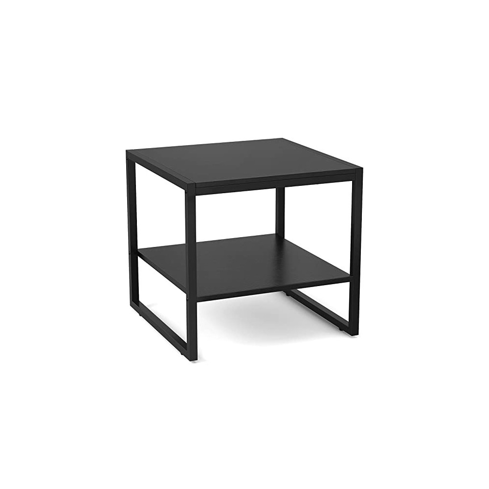 Homieasy End Table, 20 Inch Square Side Table Modern Night Stand with 2-Tier Storage Shelf, Living Room Small Coffee Table, W