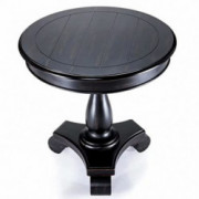 Mordent Fort Round End Table for Living Room and Bed Room, Small Wood Pedestal Side Table, Antique Black