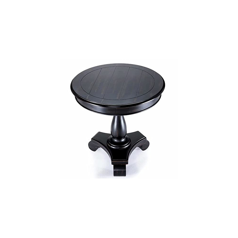 Mordent Fort Round End Table for Living Room and Bed Room, Small Wood Pedestal Side Table, Antique Black