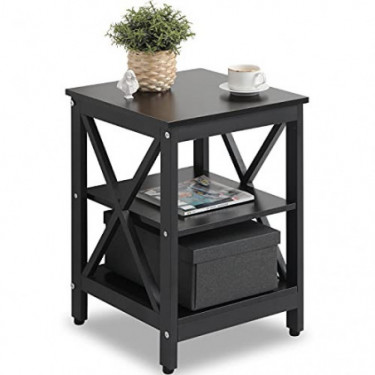 Tunbne Nightstands End Tables Side Table Bedside Table for Bedroom Living Room Farmhouse with Storage Shelf X-Shape Modern St
