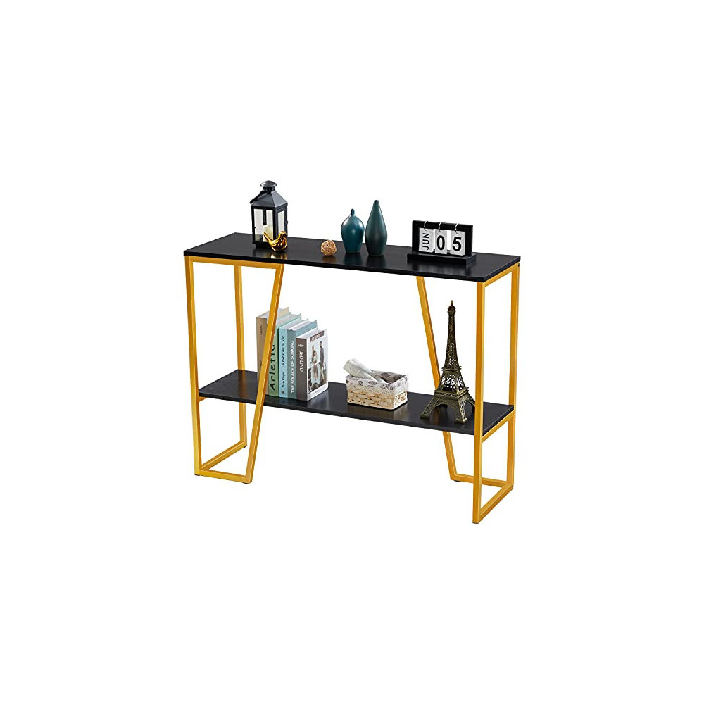 WOHOMO Console Table for Entryway, Narrow Sofa Table 42 Inch Entryway Table with 2 Tier Storage Shelves Industrial Hallway Ta
