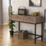 COZAYH Rustic Console Table with 2 Drawers Entryway Hallway Farmhouse Country Style, Cabin-Inspired Natural Finish  Distresse
