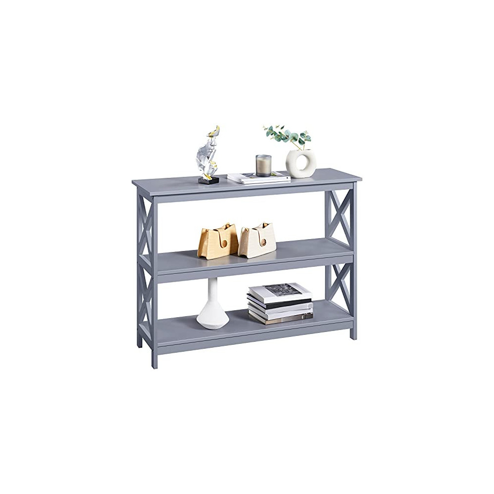 Yaheetech 3 Tier Console Table with 3 Storage Shelves, Entryway Table Sofa Side Narrow Long Table Bookshelf for Hallway Livin