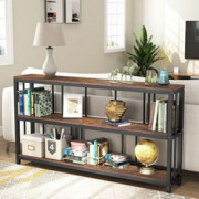 Tribesigns 70.9" Console Table, 3 Tiers Sofa Table, Narrow Long Sofa Table with Storage Shelves, Large Industrial Rustic Entr
