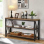 FATORRI Industrial Console Table for Entryway, Wood Sofa Table, Rustic Hallway Tables with 3-Tier Shelves for Living Room  55