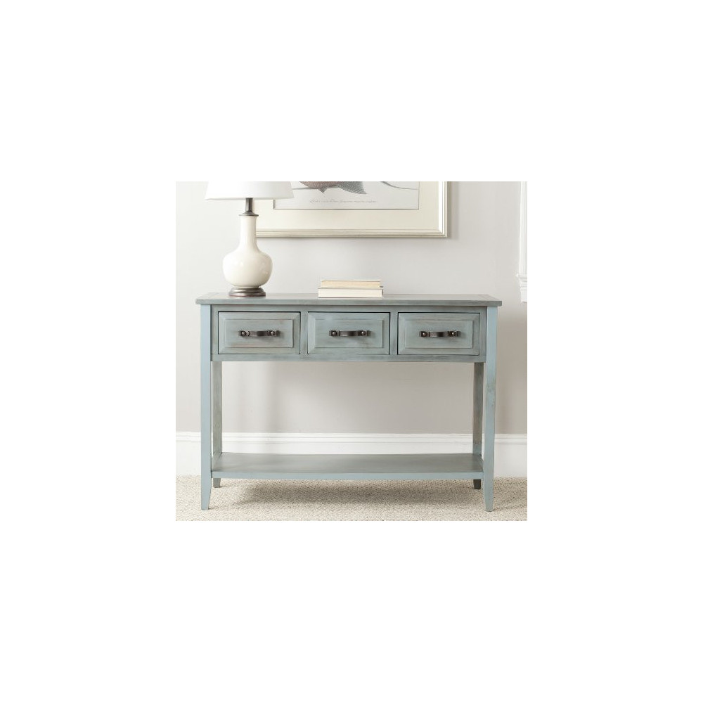 Safavieh Home Collection Aiden Barn Blue 3-Drawer Bottom Shelf Console Table