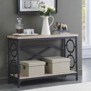 O&K Furniture Narrow Sofa Table with Storage Shelf, Farmhouse Hallway Console Table for Entryway, White Oak Finish 1-Pcs 