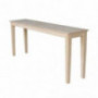 International Concepts Shaker Console Table - Extended Length-72", Unfinished