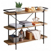 LINSY HOME Console Table, Industrial Sofa Table with 3 Tier Open Shelves, 39.3" Entryway Table with Metal Frame and Wood Look