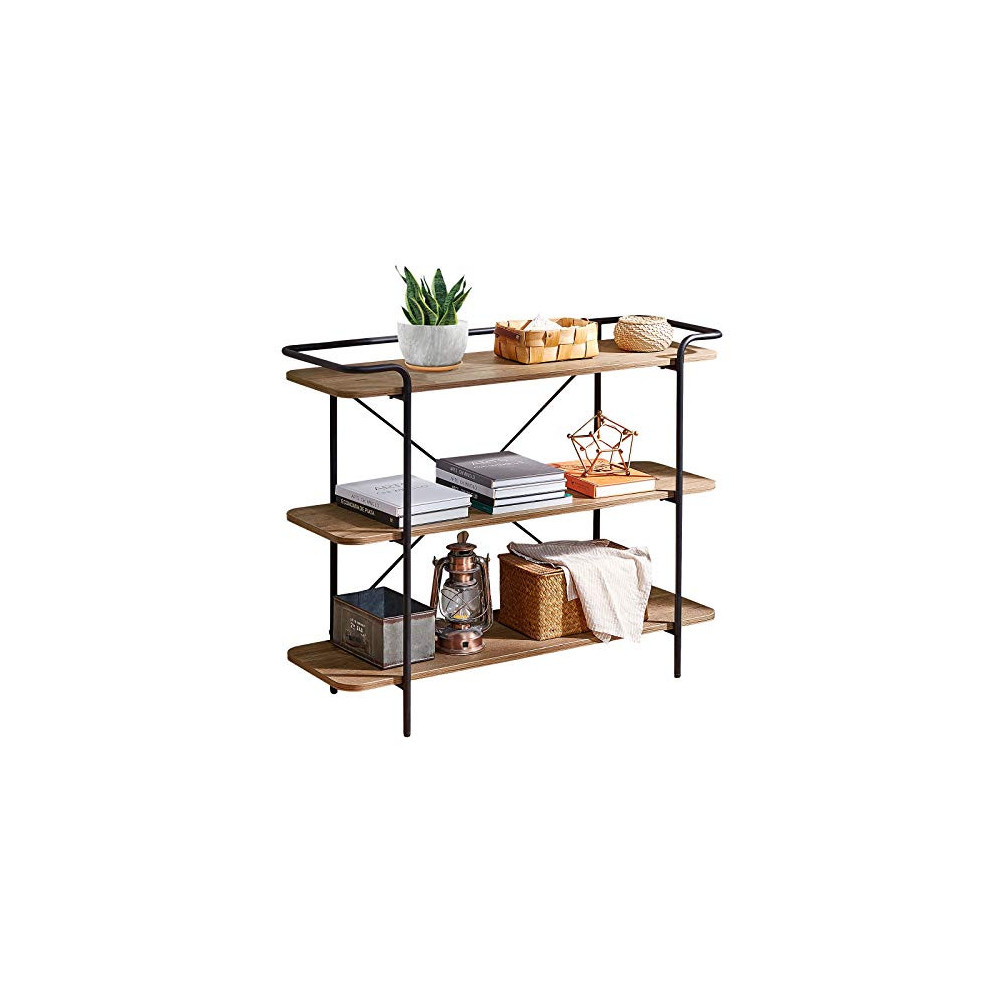 LINSY HOME Console Table, Industrial Sofa Table with 3 Tier Open Shelves, 39.3" Entryway Table with Metal Frame and Wood Look