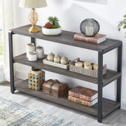 EXCEFUR Sofa Table, Rustic Console Table for Living Room, Foyer Tables for Entryway with 3-Tier Open Shelf, Grey