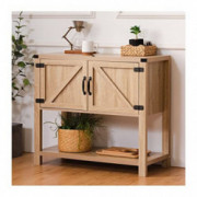 Ting Interior Buffet Table, End Table Sofa Console Table Wooden Storage Cabinet with 2 Doors and 1 Shelf for Kitchen, Living 
