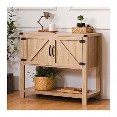 Ting Interior Buffet Table, End Table Sofa Console Table Wooden Storage Cabinet with 2 Doors and 1 Shelf for Kitchen, Living 