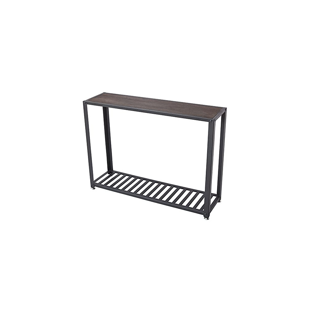 Loglus Sofa Table/Console Table with Metal Shelf for Living Room  Dark Grey, Inner Board 