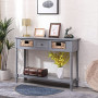 YOLENY Console Table, 2-Tier Side Table, Industrial Country Style Entryway Table with 3 Drawers and Displaying Shelves, Made 