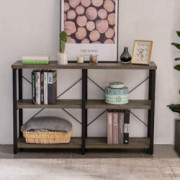 GRELO HOME Foyer Tables for Entryway, Rustic Narrow Console Table for Living Room, 3-Tier Industrial Sofa Table, 39 Inch Gray