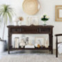 Sofa Tables Narrow Long Classic Console Table with 3 Drawers and Bottom Shelf, Entryway Table with Pine Wood Frame and Legs  