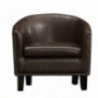 Rosevera Duilio Club Style Barrel Armchair For Living Room Faux Leather Accent Chair, Leather Brown
