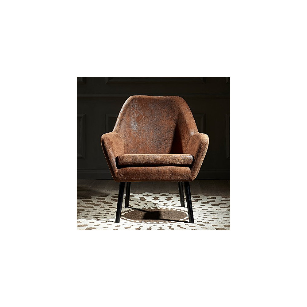 Versanora Divano Stylish Arm Accent Chair | Aged Fabric Brown