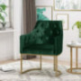 Christopher Knight Home 308959 Fern Modern Tufted Glam Accent Chair with Velvet Cushions and U-Shaped Base, Emerald and Gold 