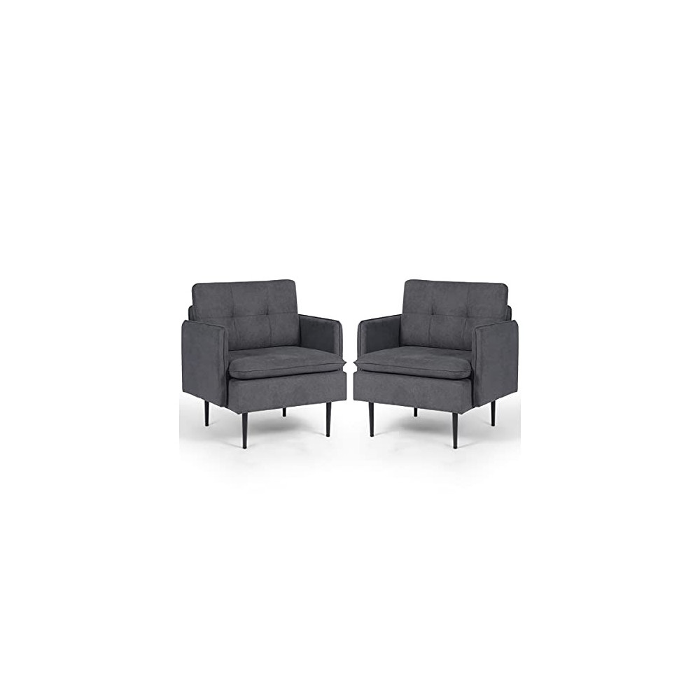 AODAILIHB Accent Chairs for Living Room Set of 2, Deep Seating Armchairs Fabric Comfortable Single Sofa with Matel Legs Comfy