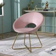 Roundhill Furniture Slatina Silky Velvet Upholstered Accent Chair with Gold Tone Finished Base, Pink