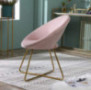 Roundhill Furniture Slatina Silky Velvet Upholstered Accent Chair with Gold Tone Finished Base, Pink