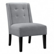 Amazon Basics Modern Tufted Accent Chair with Solid Wood Legs, Grey