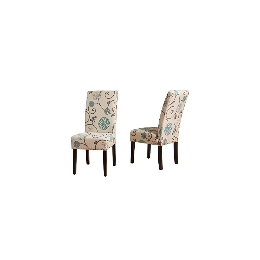 Christopher Knight Home Pertica Fabric Dining Chairs, 2-Pcs Set, White And Blue Floral