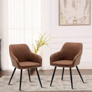 ANNJOE Faux Leather Accent Chair Arm Chairs Living Room Chairs Leisures Chair Upholstered Chair with Metal Legs Set of 2 for 