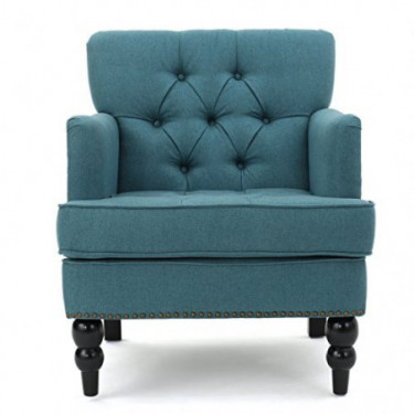 Tufted Club Chair, Decorative Accent Chair with Studded Details - Dark Teal