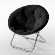 Urban Shop Super Soft Faux Fur Saucer Chair With Folding Metal Frame, Black