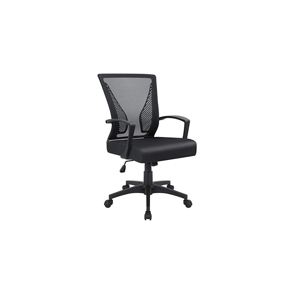 Furmax Office Chair Mid Back Swivel Chair Lumbar Support Desk Chair, Computer Ergonomic Mesh Chair with Armrest  Black 