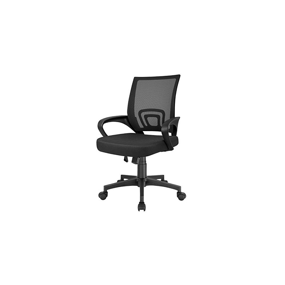 Furmax Office Ergonomic Desk Mesh Computer Mid Back Swivel Task Executive Chair with Lumbar Support and Armrests, Black
