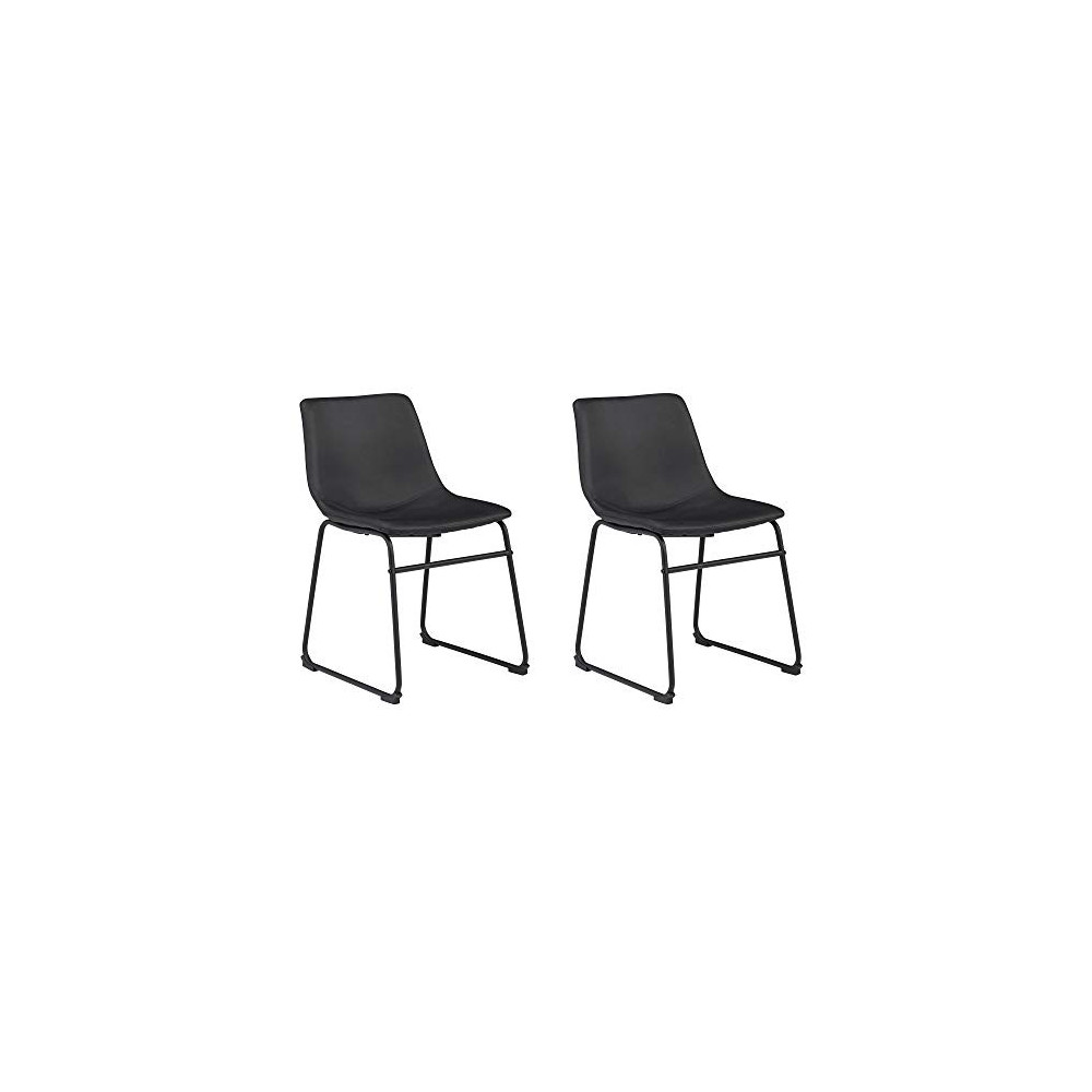 Signature Design by Ashley Centiar Mid Century Dining Room Bucket Chair, Set of 2, Black
