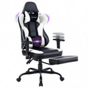 VON RACER Massage Gaming Chair Video Racing Computer Chair Adjustable Massage Lumbar Cushion Retractable Footrest and Arms Hi