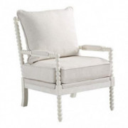 OSP Home Furnishings Kaylee Spindle Accent Chair, White Frame with Linen Fabric