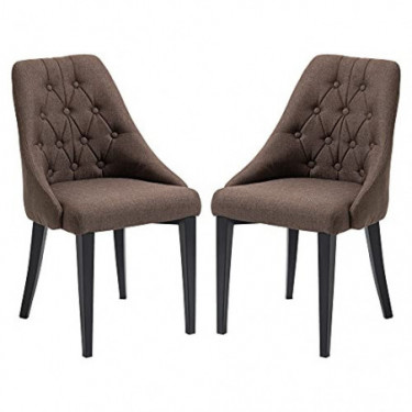 HOMCOM Set of 2 Modern Style Dining Chairs, Button Tufted High Back Side Chairs with Upholstered Seat, Steel Legs for Living 