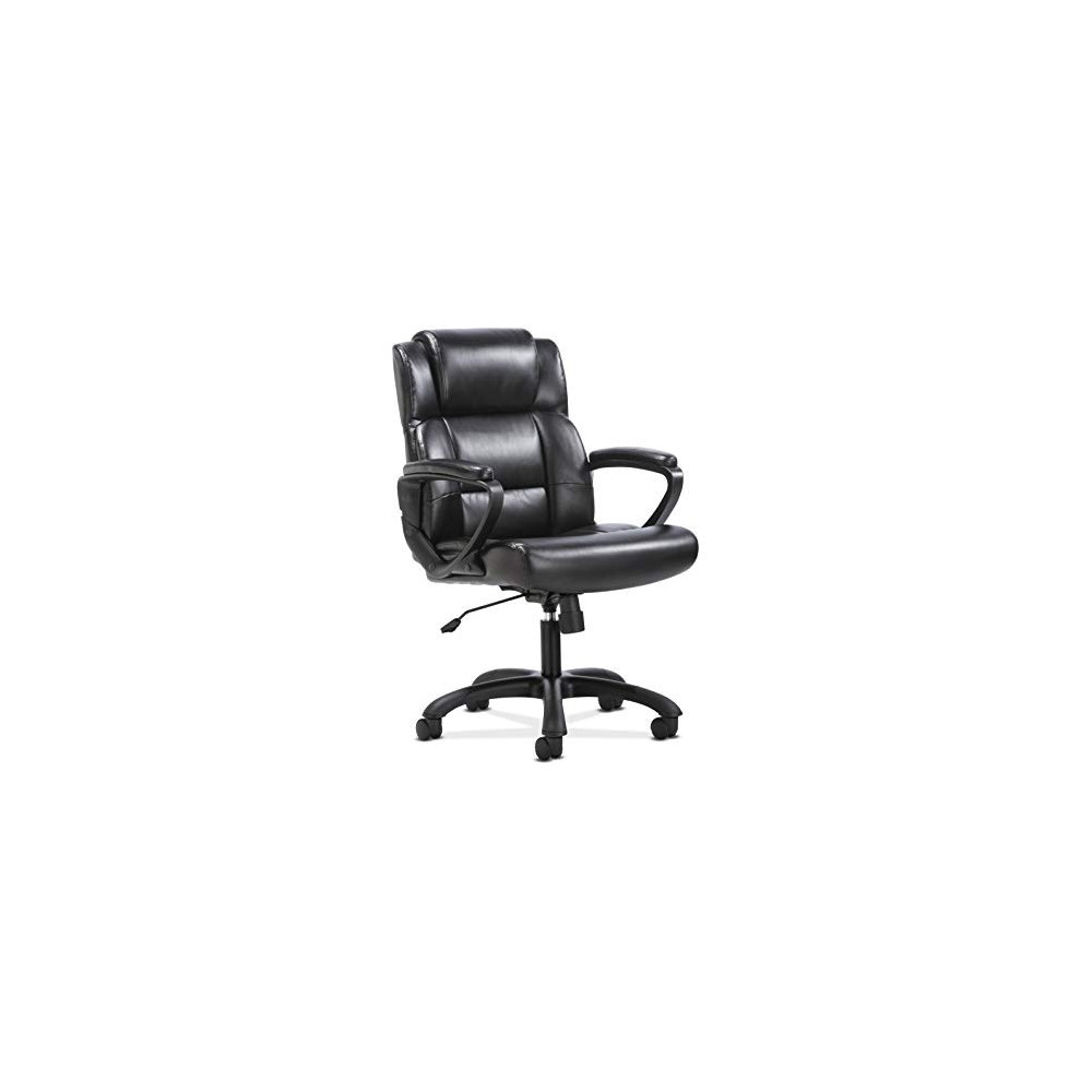 HON Sadie Mid-Back Executive Chair, with Fixed Padded Arms, PACKS, Black