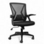 QOROOS Mesh Office Chair Ergonomic Mid Back Swivel Black Mesh Desk Chair Flip Up Arms with Lumbar Support Computer Chair Adju