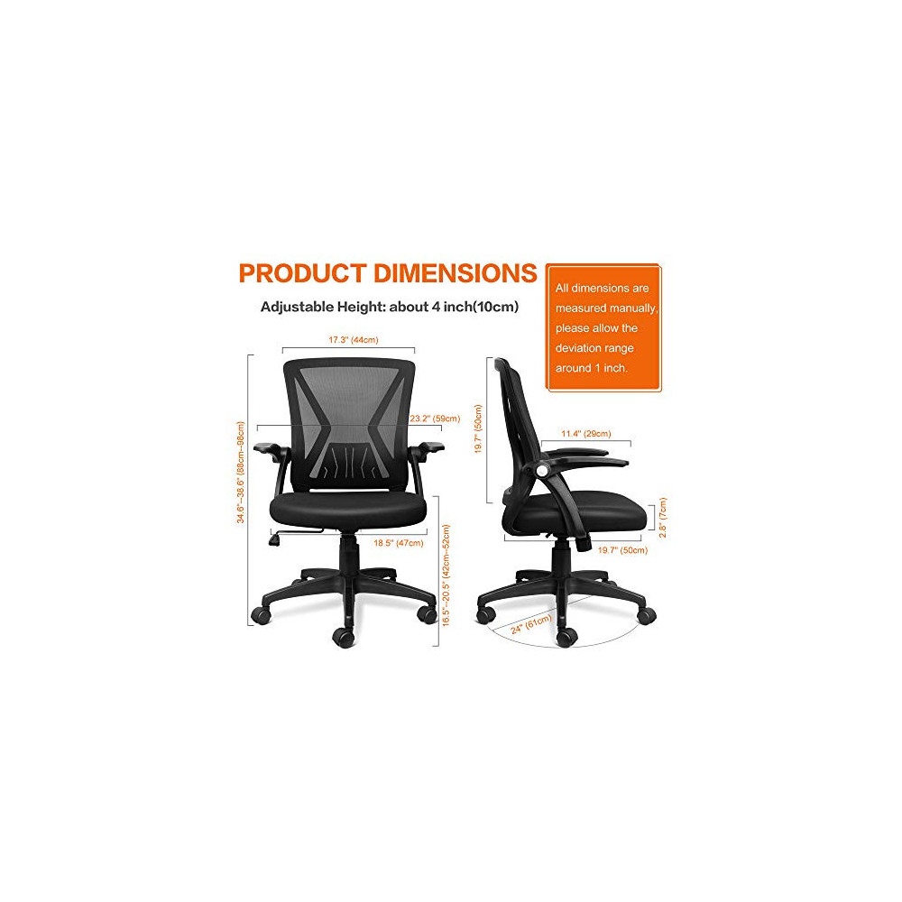 QOROOS Mesh Office Chair Ergonomic Mid Back Swivel Black Mesh ...