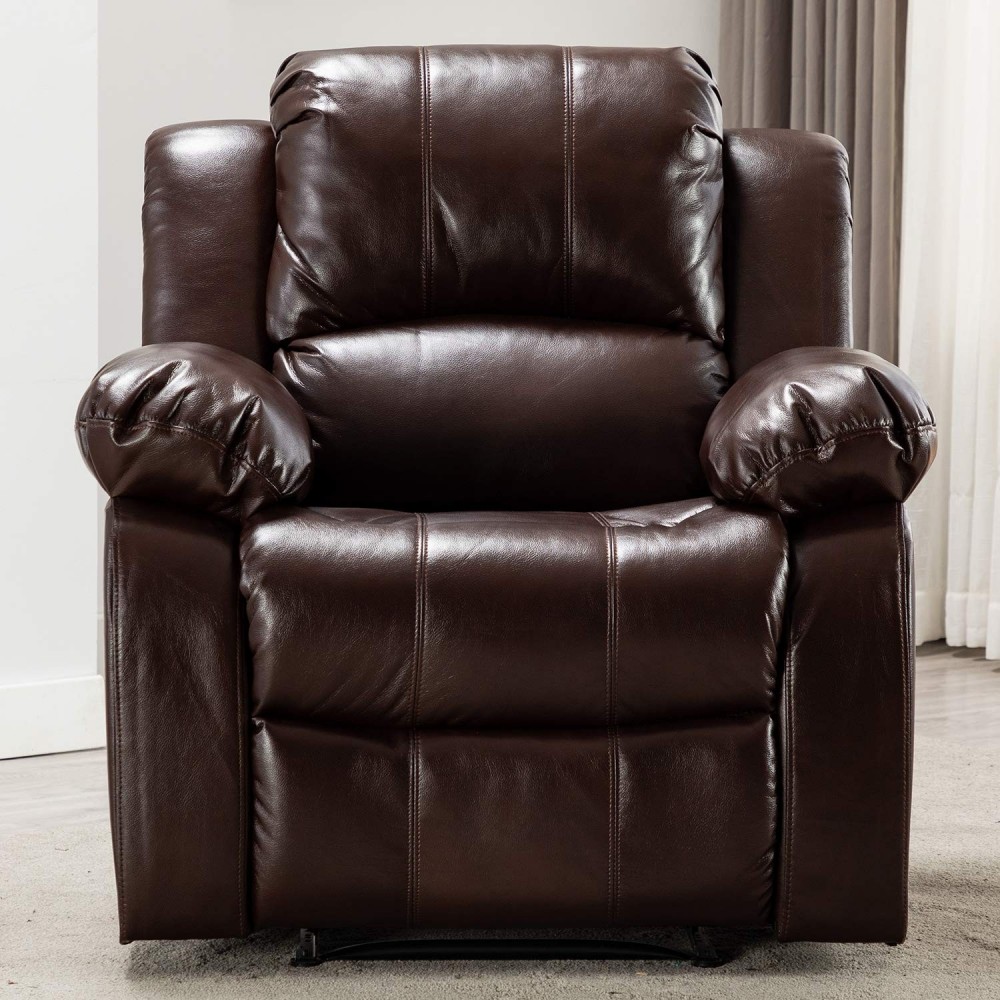 Bonzy Home Overstuffed Recliner Leather Heavy Duty Manual Universe