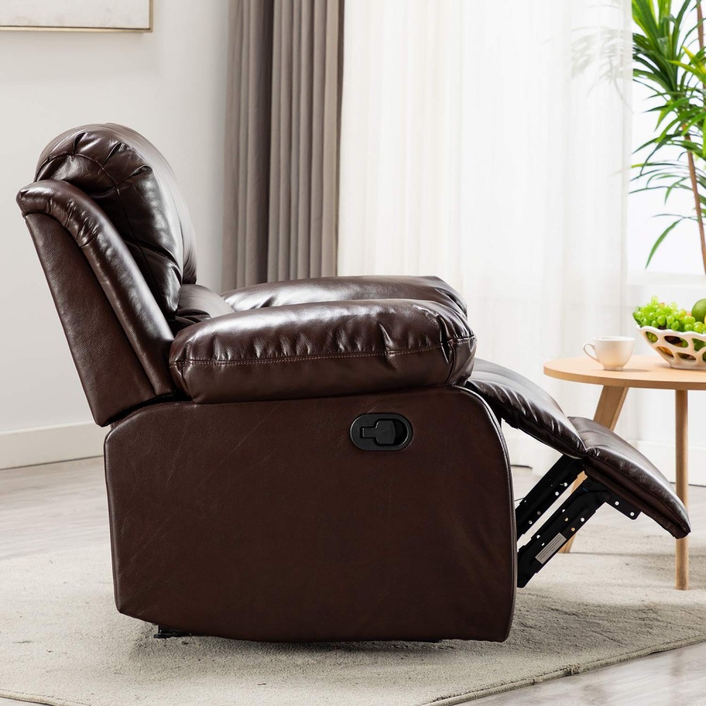 Bonzy Home Overstuffed Recliner Leather Heavy Duty Manual Universe
