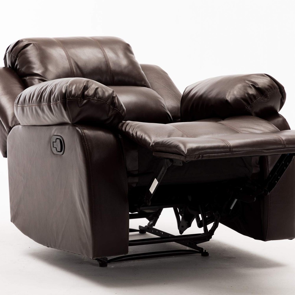 Bonzy Home Overstuffed Recliner Leather Heavy Duty Manual Universe