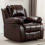 Bonzy Home Overstuffed Recliner Leather Heavy Duty Manual Recliner Chair - Home Theater Seating - Bedroom & Living Room Chair
