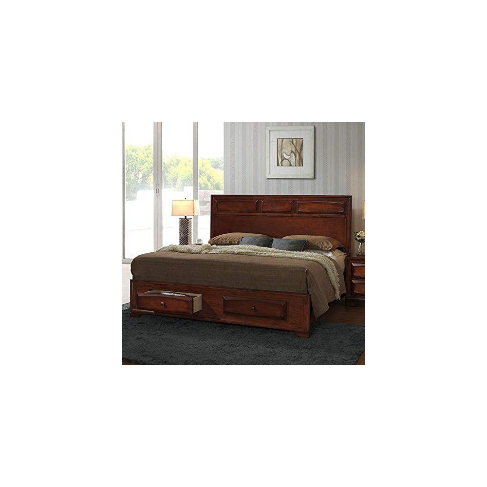 Roundhill Furniture Oakland 139 Wood Bedroom Set, Queen, Antique