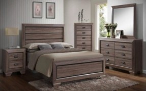 Kings Brand 6-Piece Queen Size Black/Brown Wood Modern Bedroom Furniture Set, Bed, Dresser, Mirror, Chest & 2 Night Stands