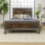 New Rustic Queen Industrial Wood and Metal Bed-Includes Head and Footboard
