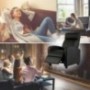 FDW Leather Single Modern sofa Home Theater Seating for Living Room, Black